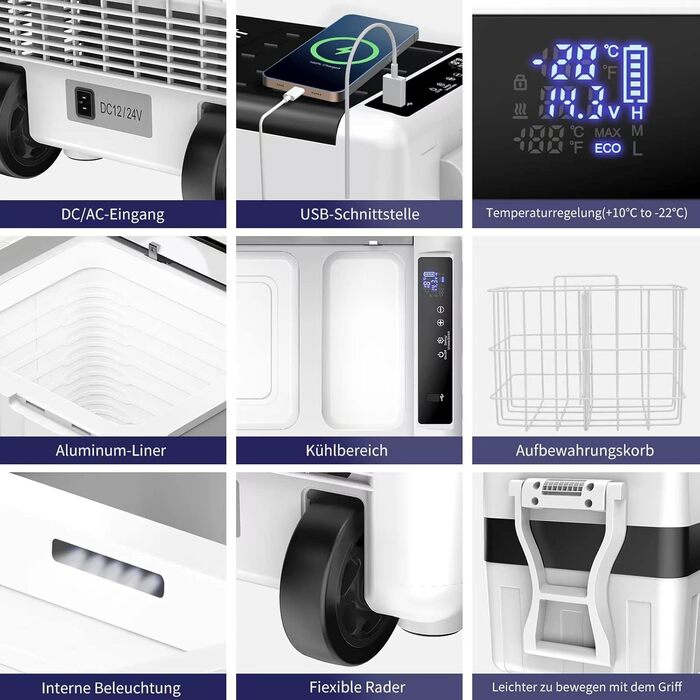 Холодильна камера LLIVEKIT, 40 л компресорна холодильна камера, міні-холодильник для автомобільної розетки, портативна морозильна