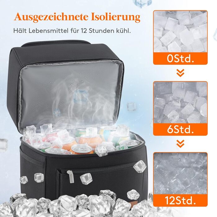 Ізольована сумка-холодильник Lifewit 21L 30 Can, термосумка для обіду, рюкзак-холодильник, герметична двоповерхова сумка-холодильник для чоловіків, жінок, мам для обіду, пікніка, покупок, подорожей, чорна