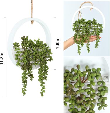 Підвісна рослина штучні рослини, сукуленти в горщику, 31 см, штучна рослинна прикраса для вітальні, їдальні, кухні, підвіконня, пр