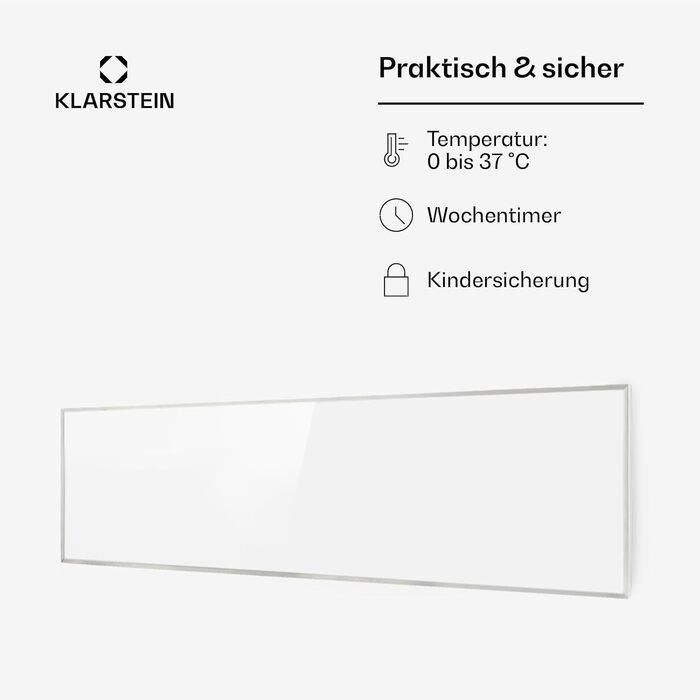 Інфрачервоний обігрівач Klarstein з термостатом, електричний обігрівач потужністю 300 Вт, інфрачервоний обігрівач Smart Home Picture для настінного монтажу, ІЧ з керуванням через додаток IoT/WiFi, плоский радіатор для вологих приміщень, настінний обігріва