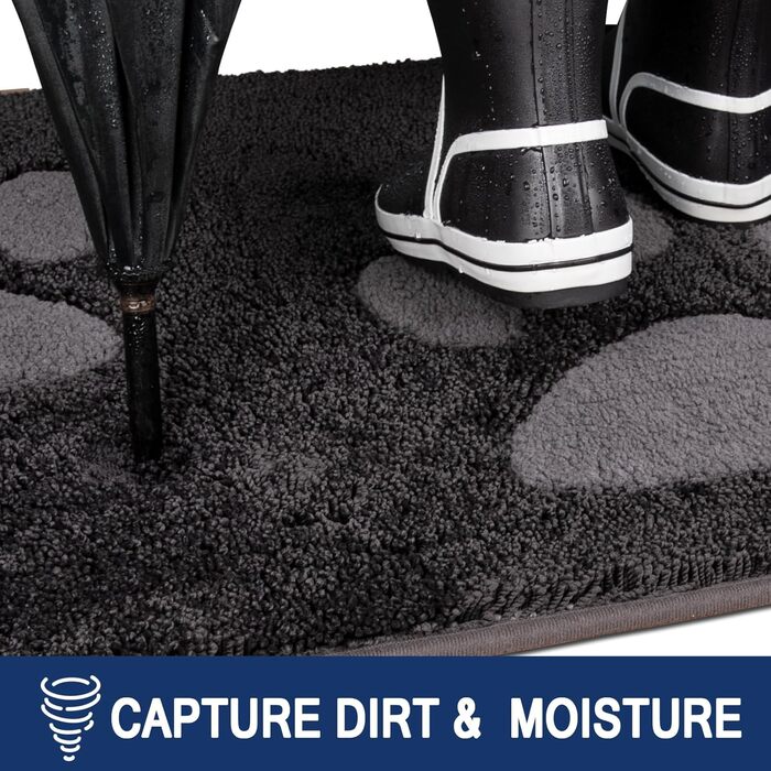 Килимок для бруду, що миється, 50 x 80 см, килимок для прихожих, абсорбуючий килимок для прихожих, нековзний килимок для очищення, водонепроникний килимок для собак, вхід, мокрі лапи, темно-вугільний 50 x 80 см (прямокутний)