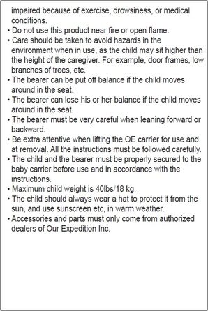 Переноска для походів OE для дітей/маленьких дітей зі знімним рюкзаком