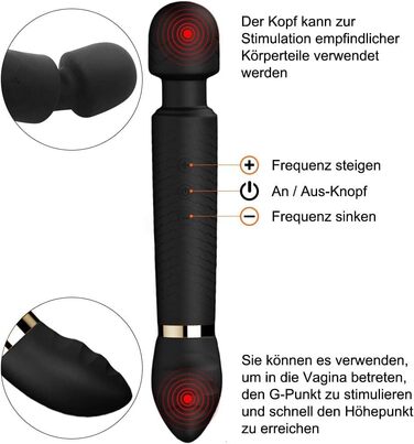 Вібраційна масажна паличка з подвійною головкою, силіконові вібратори для її клітора та стимулятор точки G, водонепроникний кліторальний стимулятор оргазму з подвійним мотором, настінний масажер для тіла, шиї, чорний
