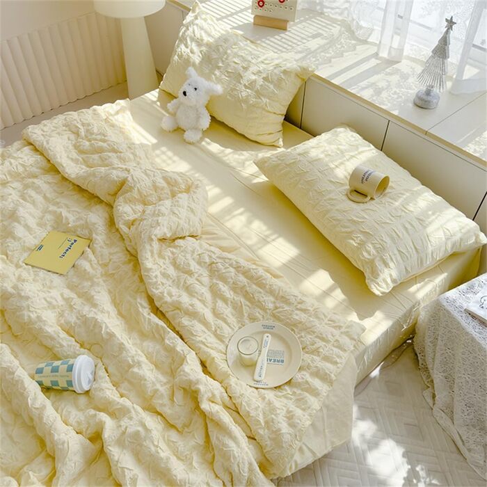 Покривало Mateju, стьобане однотонне, плед з мікрофібри, дихаюче, легке, тонке літнє покривало, м&39яке стьобане покривало для дивана (світло-жовтий, 200 x 230 см) Світло-жовтий 200 x 230 см