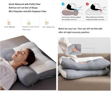 Суперергономічна подушка для апное сну, подушка для підтримки шиї, ортопедична подушка для глибокого сну, ергономічна подушка для шиї та плечей 19*29 дюймів, 2024