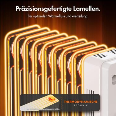 Масляний радіатор VonHaus, електричний обігрівач для домашнього офісу, електричний обігрівач для швидкого обігріву будь-якої кімнати, з термостатом, масляний обігрівач 2,5 кВт для максимального тепла (білий, 9 ребер) білий 9 ребер