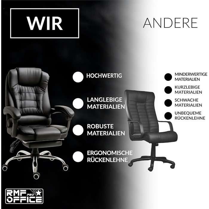 Ергономічне професійне офісне крісло RMF, розкладне, зручне та розслаблююче робоче крісло з підставкою для ніг розкладне крісло з поворотними колесами, регульована висота, чорне