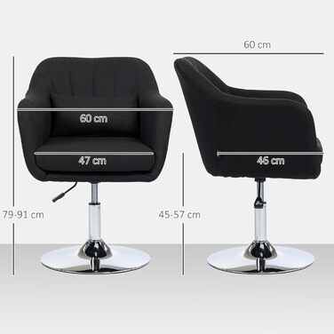 Крісло HOMCOM для вітальні, крісло для відпочинку з металевим каркасом, крісло для читання з лляним виглядом, м&39яке крісло для спальні, вітальні, чорне, імітація чорного льону