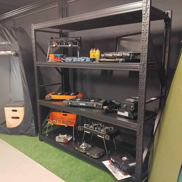 Надміцний стелаж/Стелаж для шин 200x60x200 см Вантажопідйомність 300 кг на полицю Металевий стелаж для зберігання Стелаж для підвалу/гаража 4 знімні полиці, чорний