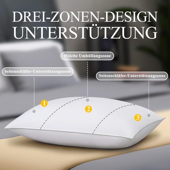 Помаранчева хвиляста подушка 80x80 см Пухова подушка 3-камерна пухова подушка 80x80, подушка з пухом та пір&39ям, подушка для ліжка, RDS та Oeko-Tex, подвійне поєднання м&39якості та підтримки 80x80x25 см