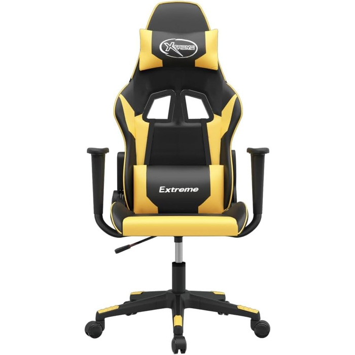 Ігрове крісло, чорно-золота штучна шкіра, офісне крісло, ігрове крісло, обертове крісло, стілець для столу - 3143689