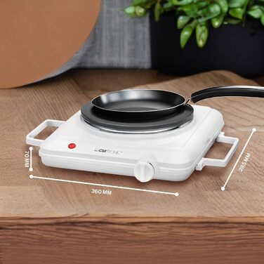 Клатронічна плита для кемпінгу, кухні чи офісу Варильна плита 1 Ø приблизно 180 мм Плита з плавним термостатом і світловим індикатором термостійкий лак 1500 Вт ЕКП 3582