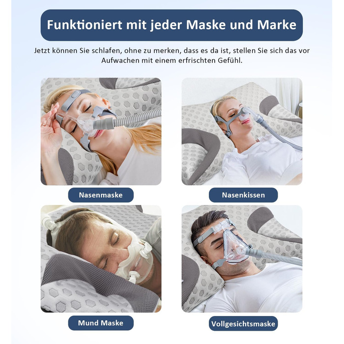 Подушка Hydomi CPAP для бічних спальних місць зменшує витоки повітря та тиск маски - Подушка з піни з ефектом пам'яті підходить для пацієнтів з апное сну та користувачів масок CPAP - Подушка для підтримки шиї збоку, спини та живота 02-Стандарт (22.83'*14.