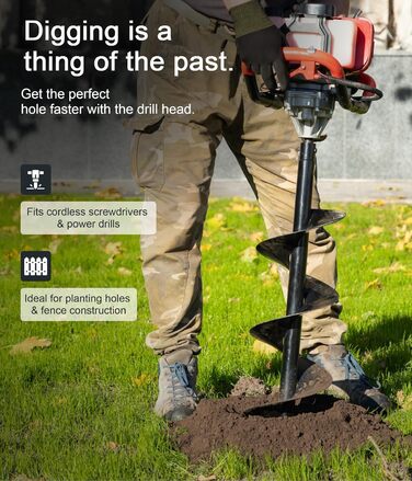 Буровий наконечник Ø80мм, 800мм, сталевий, змінний для земляного бура/шнека, для встановлення огорож та стовпів, з поперечним кріпленням болтом (болт шплінт включені), сумісний з EB52 не для дрилів Ø 80 мм, 80