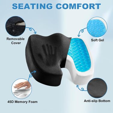 Гелева подушка, ортопедична подушка сидіння, кільцеподібна подушка проти сидіння, кільце сидіння, подушка для куприка, рельєфна, комбіноване кільце сидіння з гелю та піни з ефектом пам&39яті, пінопластова подушка для куприка