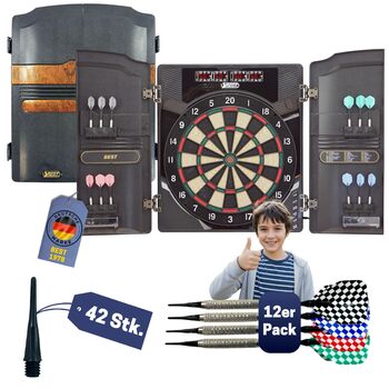 Найкращий спортивний електронний дартс Oxford 2.0 Електронний дартс зі світлодіодними дисплеями Електронний дартс з 12 дартсами та запасними наконечниками Корпус для дартс з виглядом волоського горіха