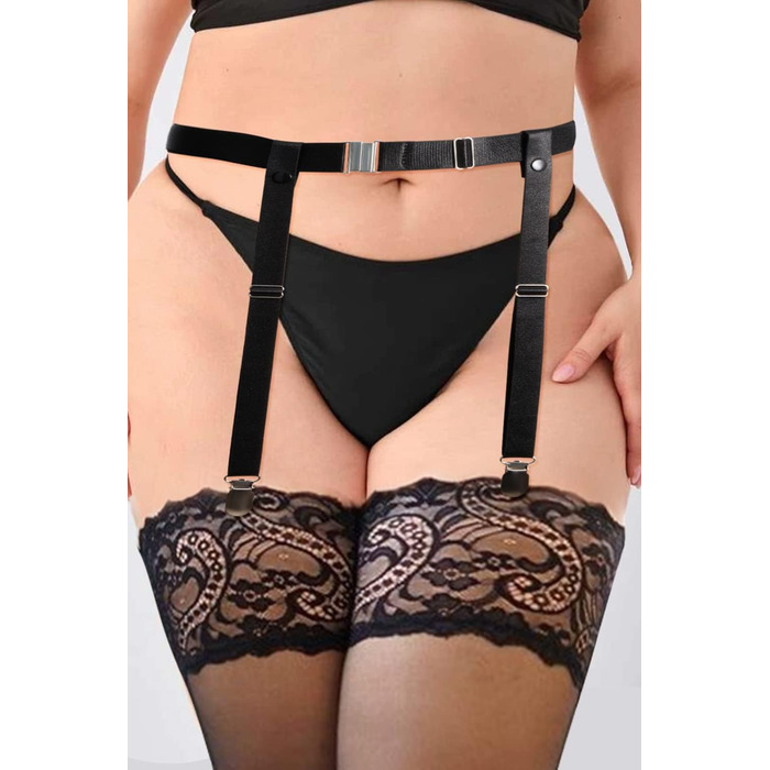 Жіночий нейлоновий пояс для панчіх Moon Wood, регульована еластична стрічка з 4 металевими затискачами, для стегон, чорний, більше