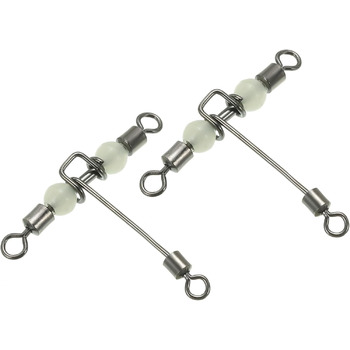 Чорний, 3-Way Swivel 44kg, 10 Pack Cross Line T-Turn Rolling Swivel with Lighting Beads for Catfish Surf Rig