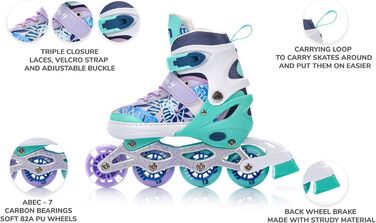 Дитячі роликові ковзани Meteor регульовані 4-в-1 Роликові ковзани, роликові ковзани, ковзани колеса ABEC-7 PU, алюмінієва рама розміри XS 25-28, S 30-33, M 34-37, M фіолетовий