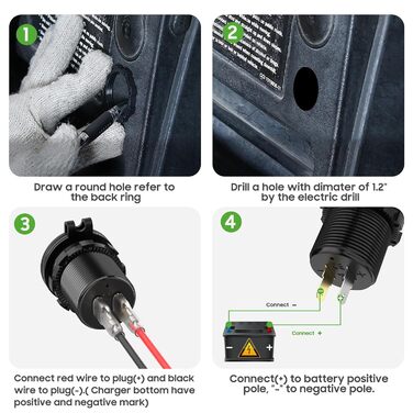 Адаптер зарядного пристрою для гольф-кара, двопортовий адаптер живлення USB швидкої зарядки 3.1, 5A для клубного автомобіля для го