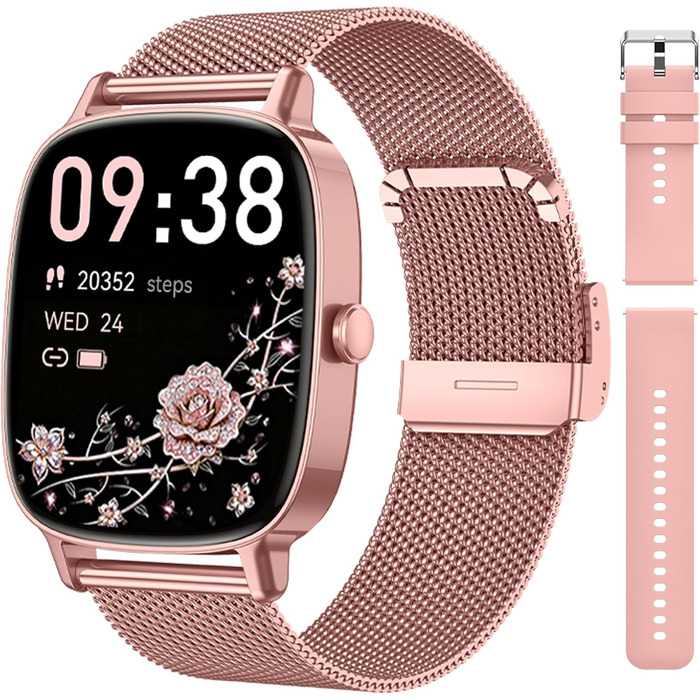 Жіночий смарт-годинник coioc з функцією телефону, 1,85-дюймовий HD фітнес-годинник, 120 спортивних режимів, пульсометр та крокомір, водонепроникний IP68, сумісний з iOS та Android, рожевий