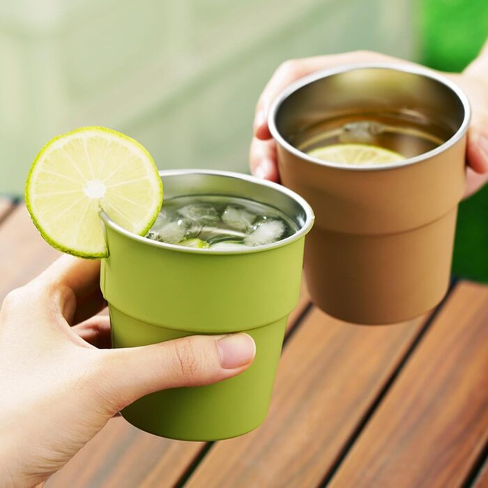 Елегантний набір із 6 металевих чашок для напоїв з нержавіючої сталі 304 об&39ємом 300 мл, підходить для вечірок та щоденного використання. Металеві чашки для напоїв