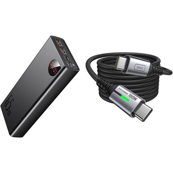 Швидка зарядка 65W 20000mAh power bank та кабель INIU USB C, 100W 2m PD3.0 кабель швидкої зарядки USB C до USB C power bank кабель
