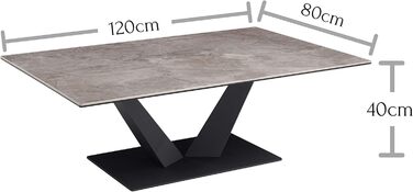 Журнальний столик Stella Trading Gisele з керамічною поверхнею та металевим каркасом, антрацит - високоякісний диванний столик для вашої вітальні - 120 x 40 x 80 см (Ш/В/Г)