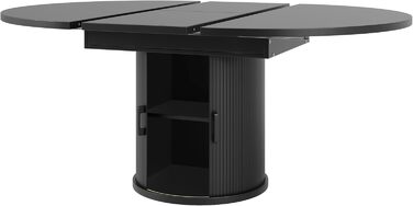 Розсувний обідній стіл, обідній стіл, кухонний стіл, розсувна стільниця, круглий обідній стіл, розкладний до овального, 118-158 см, вміщує до 6 осіб (чорний)