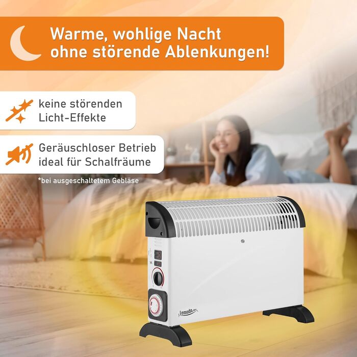 Електричний обігрівач LEMODO 2000 Вт Портативний конвекторний обігрівач з 3 рівнями потужності (750 Вт/1250 Вт/2000 Вт) Енергозберігаючий електричний обігрівач Безгазовий та безмасляний опалювальний пристрій Портативний електричний радіатор з таймером та 