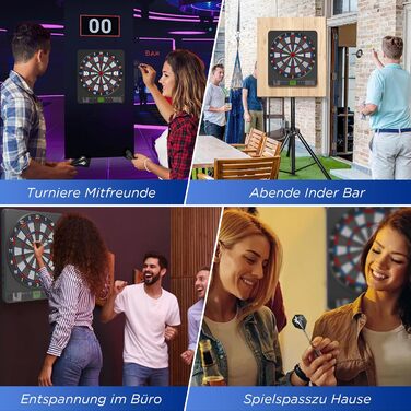 Електронна мішень для дартсу зі світлодіодним підсвічуванням цифр для дорослих 12 дротиків та запасні наконечники Підходить для вечірок та ігрових вечорів Чорний