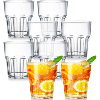 Пластикові стакани для води Tebery 8 х 250 мл, стакани для віскі, пластикові стакани для коктейлів, стакани для пиття з акрилового