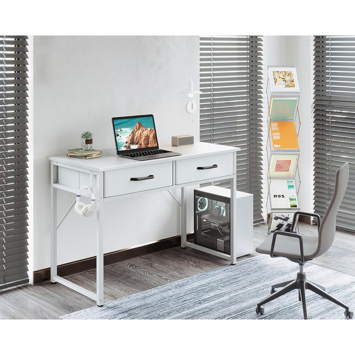 Стіл з 2 шухлядами, маленький стіл з підставкою для навушників, офісний стіл Стіл для ПК офісний стіл для офісу, вітальні, домашнь