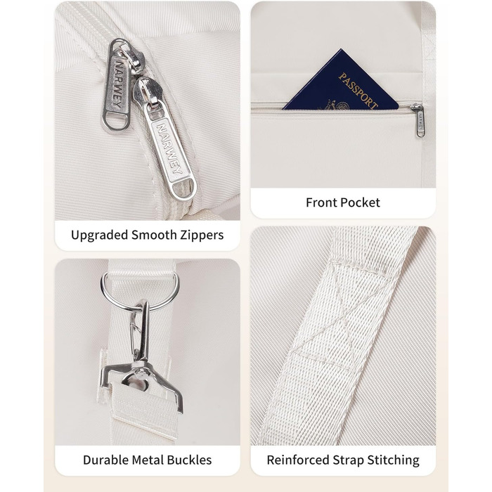 Ручна поклажа Narwey Ryanair 40x30x20, Маленька спортивна сумка для подорожей, Ручна поклажа, Сумка для літака для жінок, Дорожня сумка Weekender Men 20L (Бежева) Бежева 40 x 25 x 19 см