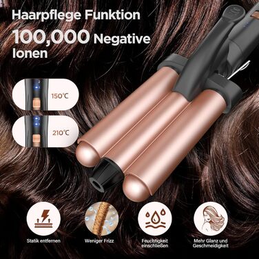 Плойка для завивки волосся з випрямлячем, плойка 3 стовбури Антистатична керамічна плойка для волосся з регульованою температурою