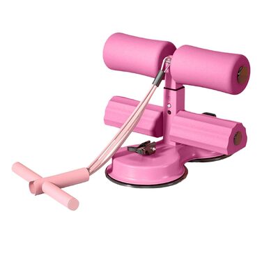 Помічник для присідань з еспандером, портативний тренажер для присідань, тренування м&39язів живота, тримач для ніг з двома присосками, домашнє фітнес-обладнання, рожевий