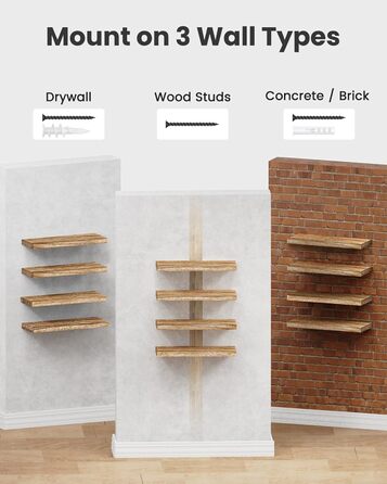 Настінна дерев&39яна полиця Pipishell, 40 см, кухонна полиця з дерева павловнії, підвісна плаваюча полиця, комплект із 4 дерев&39яних полиць для ванної кімнати, спальні, офісу, вітальні, кухні тощо (світло-коричневий)