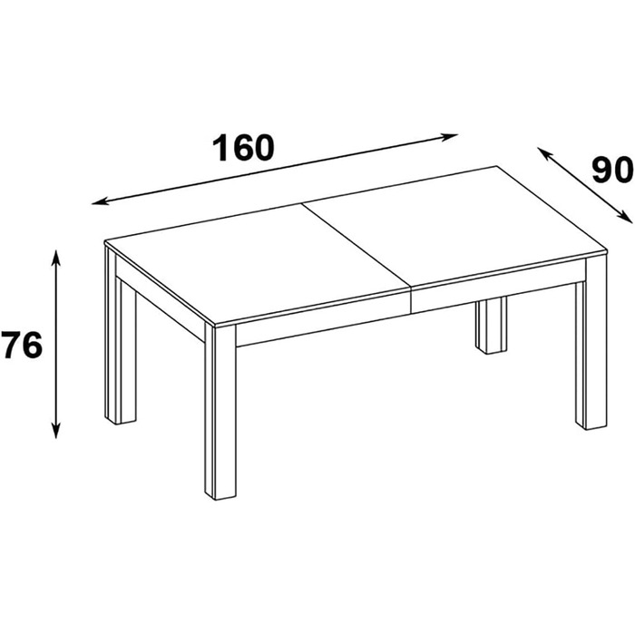 Великий, практичний стіл MPS WENUS 160-300x90x76см Дуб Craft Black Обідній стіл на 4-12 осіб з розсувною стільницею до 300 см Сучасний дизайн Прямокутний стіл