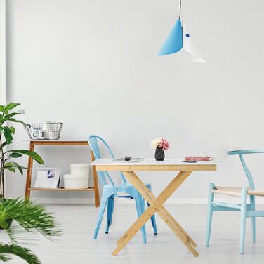 Розкладний стіл Relaxdays, регульована висота, бамбук та МДФ, HBT 70x105x50 см, обідній стіл для кухні, вітальні, балкону, натуральний/білий