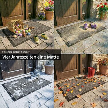 Килимок для дверей HELLSER Килимок для бруду для використання всередині та зовні приміщень Нековзний та плоский Сертифіковано Oeko-Tex Для дому, патіо та коридору Чорно-сірий 90x120 см (Прямокутний)