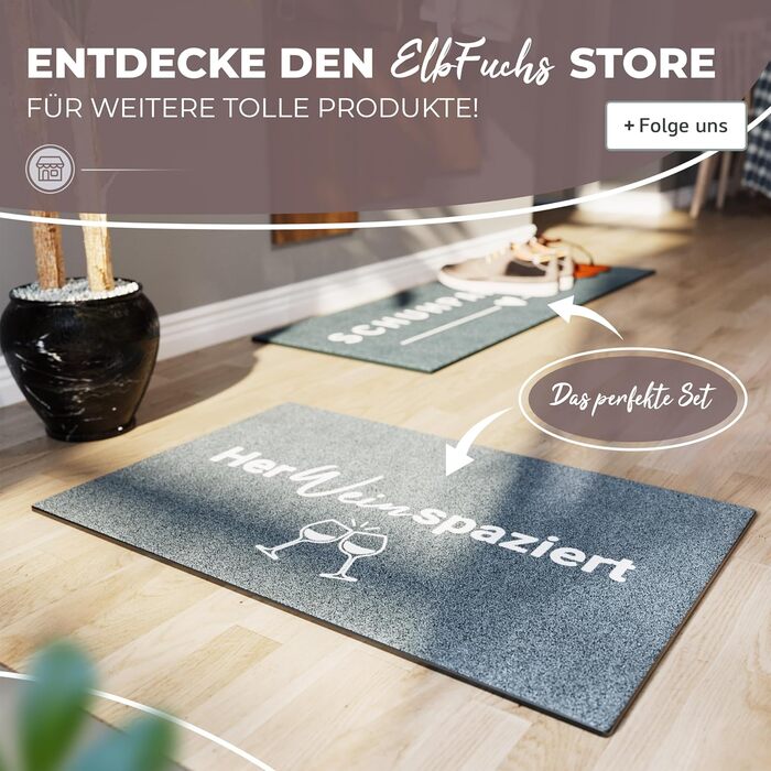 Килимок для дверей 40x60 см HerWEINspaziert Миється та нековзний Для внутрішніх та критих зовнішніх приміщень Веселий килимок для дверей сірого кольору Ідеально підходить як килимок для уловлювання бруду та входу 02 Herweinspaziert 60 x 40 см