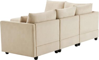 Модульний 5-місний диван з розкладною підставкою для ніг, L-подібної, U-подібної форми, підходить для вітальні, квартири тощо, бежевого кольору