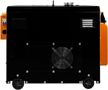 Дизельний генератор, безшумний аварійний генератор, однофазний двигун 230 В 6500 Вт 13 к.с., електричний стартер 115 В, сталь з чорним порошковим покриттям, місткість 20 л, інструменти та лійка