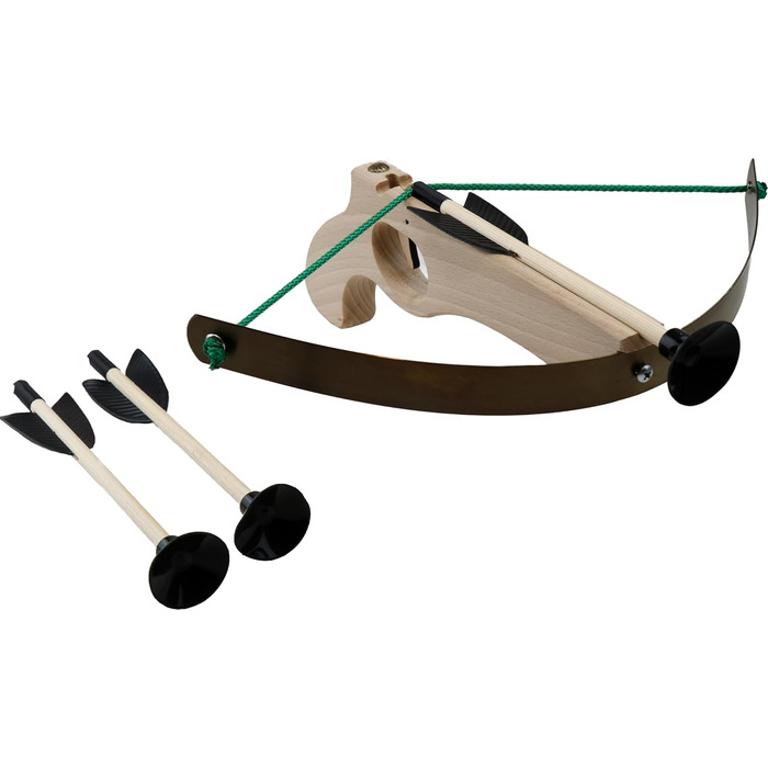 Малий дерев'яний арбалет (набір) — одноручний, з сталевим луком, 29 см, 3 болти (18 см) — 1 комплект (4 предмети)