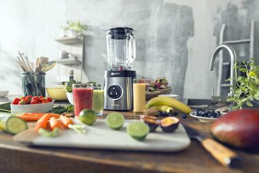 Міксер Philips HR3655/00 (1400 Вт, технологія ProBlend 6 3D, скляний контейнер 2 літри, 2 чашки для пиття, можна мити в посудомийній машині) нержавіюча сталь