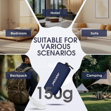 Ультралегкий підклад для спального мішка, новий нейлоновий підклад для спального мішка (лише 150 г) - Невеликий розмір упаковки та надзвичайно м&39який дорожній спальний мішок, ідеально підходить для походів, хостелів, кемпінгу в котеджах, синій