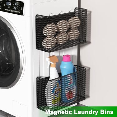 Магнітні полиці-кошики, контейнери, тримачі для органайзерів, стійки для зберігання, контейнери для холодильника, дошки, шафки - для дому, кухні, пральні, офісу, школи (, чорний/великий)