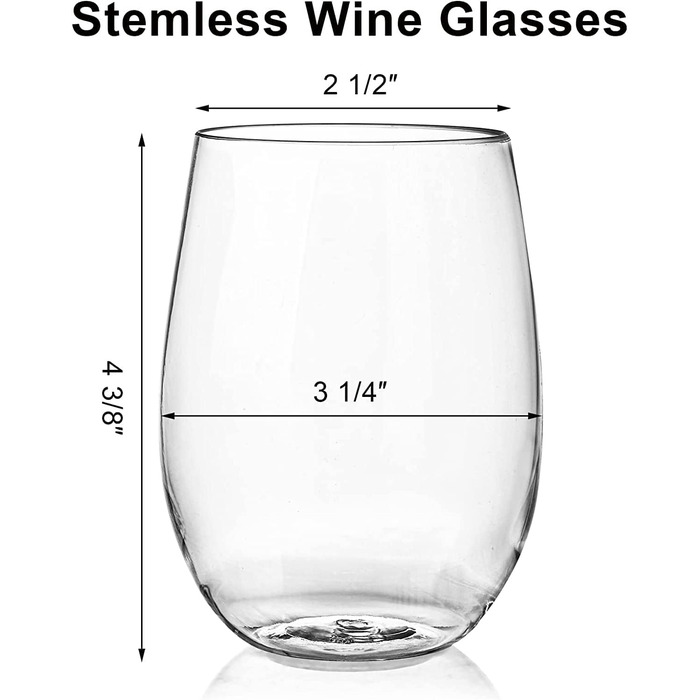 Унцій небиткі пластикові стакани для вина, 450 мл багаторазові надміцні прозорі стакани для пиття, стакани без ніжки для шампанськ