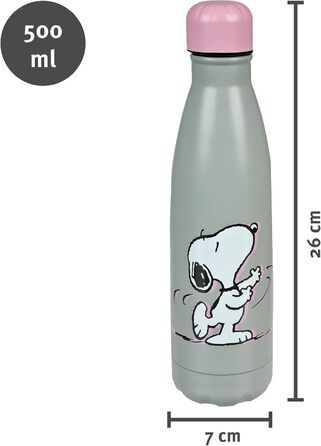 Пляшка з подвійними стінками з нержавіючої сталі - Герметична - для дівчаток - 500 мл - Ідеально підходить для використання в дорозі, сіра