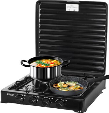 Газова плита на 4 конфорки Кемпінгова піч Піч 30/50 мбар Газ пропан Варильна поверхня Газова плита Газова варильна поверхня Похідна піч